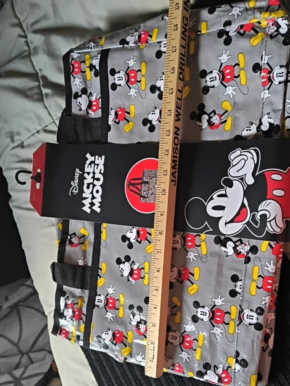 Disney Mickey Mouse Gray Tote Bag with Black Handles